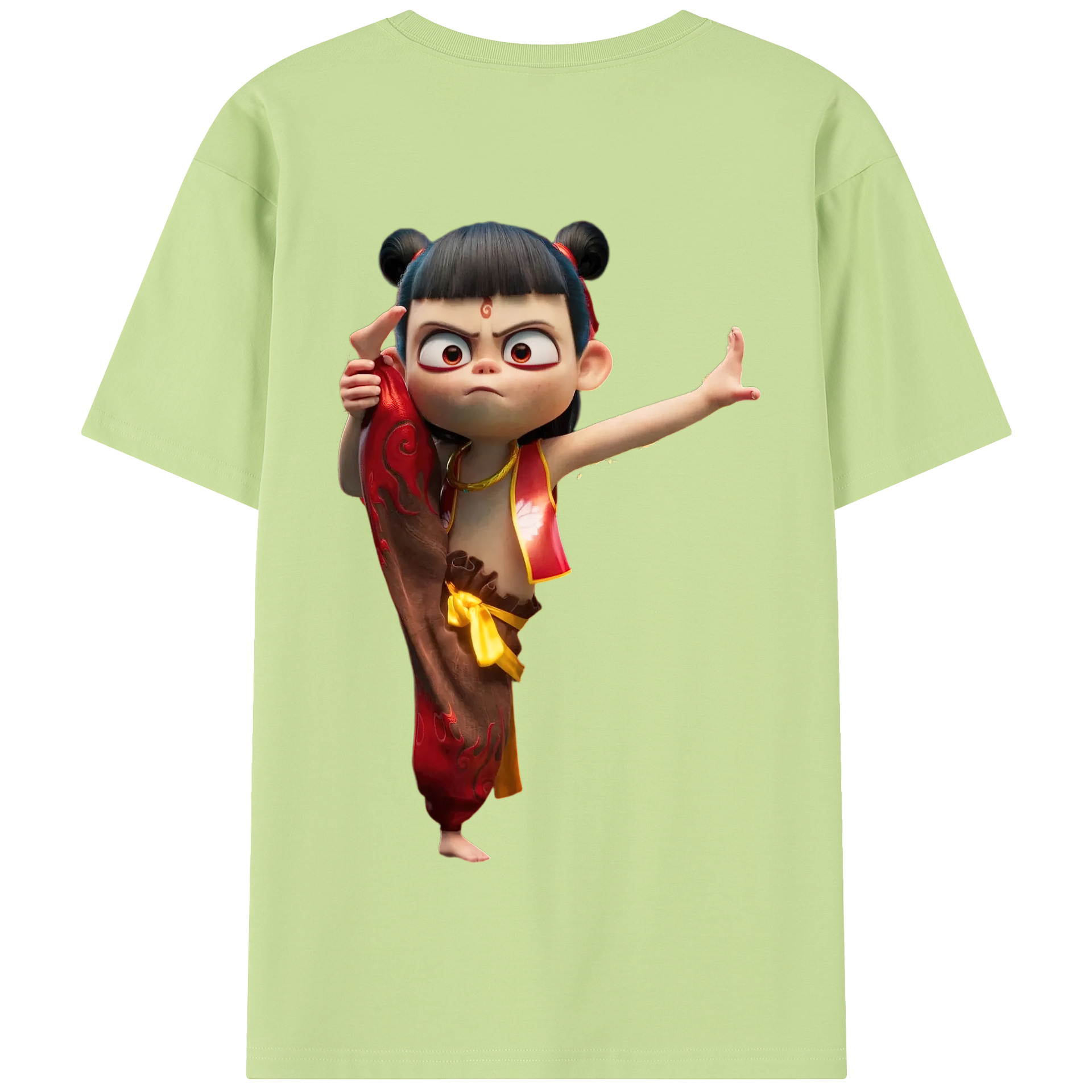 （画像用） Ne Zha 2 ナタ 魔童の大暴れ 綿100％半袖Tシャツ（背面プリント）
